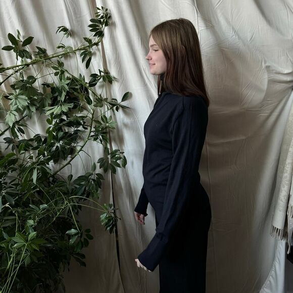 Officine Generale Navy Blue Wool & Silk Blend Turtleneck Sweater Sz XL - Picture 2 of 6